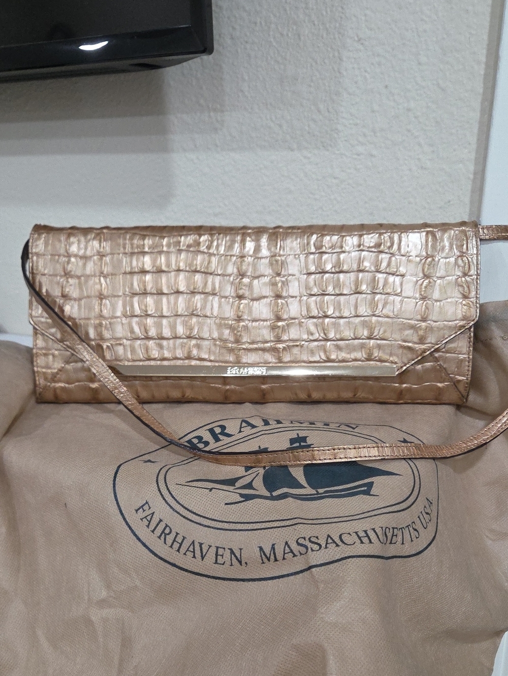 Brahmin Ravina Convertable Clutch Starburst Melborne Metallic Gold